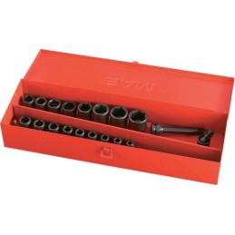 1 pcs - SAM 19-Piece Metric 1/2 in Impact Socket Set , 6 point