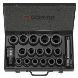 1 pcs - Facom Metric 3/4 in Impact Socket Set , 12 point