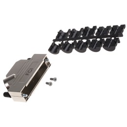 100 pcs - Amphenol ICC 8655MHR Series Die Cast Zinc Angled D Sub Backshell, 50 Way, Strain Relief