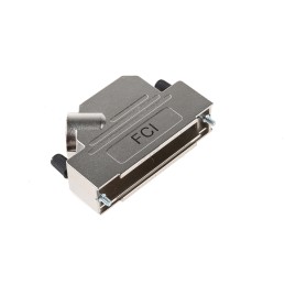 100 pcs - Amphenol ICC 8655MHR Series Die Cast Zinc Angled D Sub Backshell, 50 Way, Strain Relief