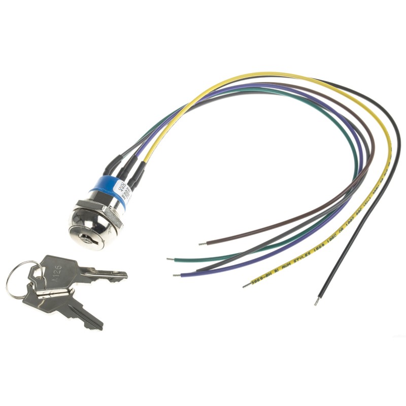 1 pcs - Key Switch, DPST, 4 A @ 28 V dc 2-Way Flat-Key