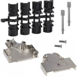 100 pcs - Amphenol ICC Economical Series Die Cast Zinc Right Angle D Sub Backshell, 15 Way, Strain Relief