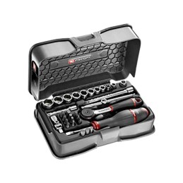 1 pcs - Facom 31-Piece Imperial 1/4 in Standard Socket/Bit Set with Ratchet, 6 point, Hex Bit, Phillips Bit, Slotted Bit, Torx