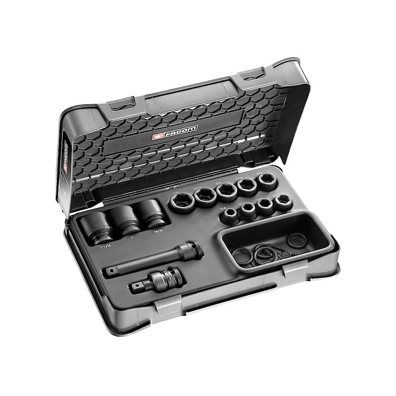 1 pcs - Facom 14-Piece Imperial 1/2 in Impact Socket Set , 6 point