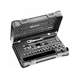 1 pcs - Facom 20-Piece Metric 3/8 in Standard Socket Set with Ratchet, 6 point
