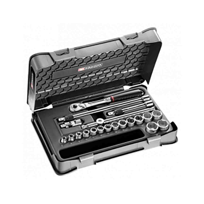 1 pcs - Facom 20-Piece Metric 3/8 in Standard Socket Set with Ratchet, 6 point
