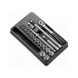1 pcs - Facom 20-Piece Metric 3/8 in Standard Socket Set with Ratchet, 6 point