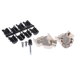 100 pcs - Amphenol ICC 8655MHR Series Die Cast Zinc Angled D Sub Backshell, 9 Way, Strain Relief