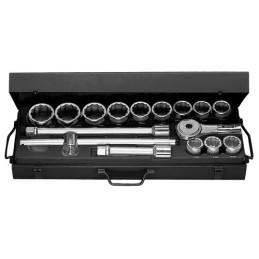 1 pcs - Facom Metric 3/4 in Standard Socket Set with Ratchet, 12 point