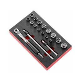1 pcs - Facom 18-Piece Metric 3/8 in Standard Socket Set with Ratchet, 6 point