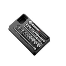 1 pcs - Facom 16-Piece Imperial 3/8 in Standard Socket Set with Ratchet, 12 point