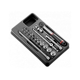 1 pcs - Facom 16-Piece Imperial 3/8 in Standard Socket Set with Ratchet, 12 point