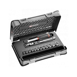 1 pcs - Facom 15-Piece Metric 3/8 in Standard Socket Set with Ratchet, 12 point