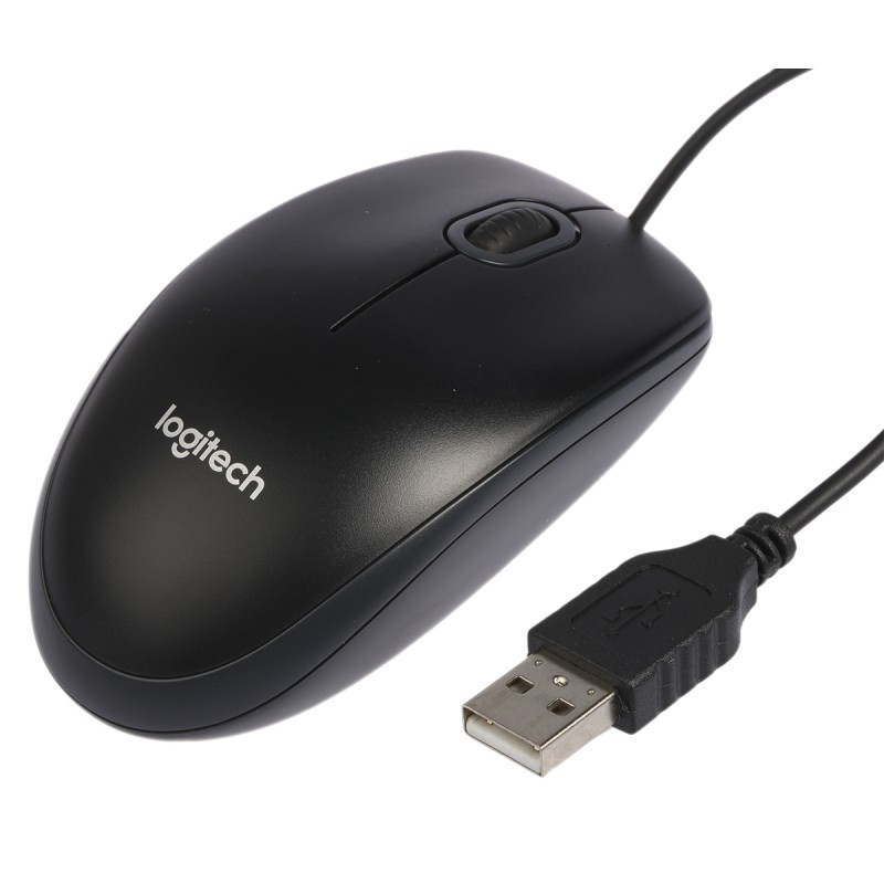1 pcs - Logitech B100 3 Button Wired Optical Mouse Black