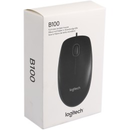 1 pcs - Logitech B100 3 Button Wired Optical Mouse Black