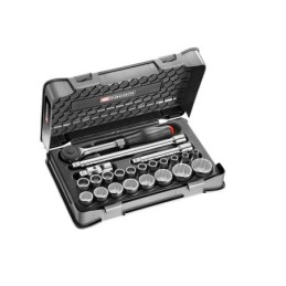 1 pcs - Facom 23-Piece Metric 1/2 in Standard Socket Set with Ratchet, 12 point