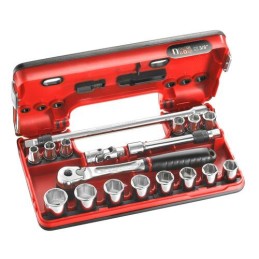 1 pcs - Facom 18-Piece Metric 3/8 in Standard Socket Set with Ratchet, 6 point
