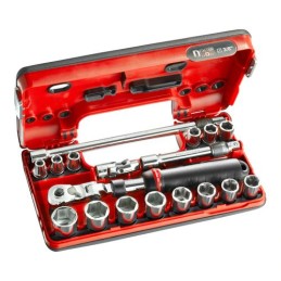 1 pcs - Facom 18-Piece Metric 3/8 in Standard Socket Set with Ratchet, 6 point
