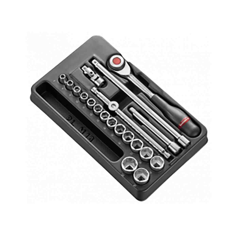 1 pcs - Facom 20-Piece Metric 3/8 in Standard Socket Set with Ratchet, 6 point
