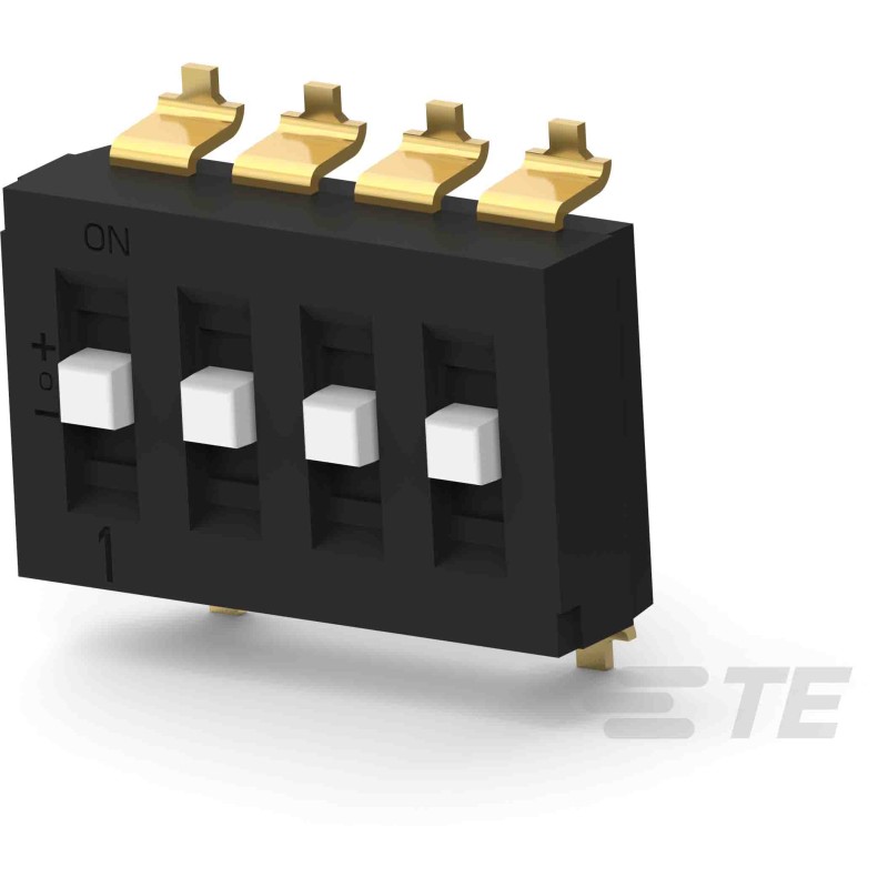 1 pcs - TE Connectivity 4 Way Surface Mount DIP Switch SPTT, Raised Actuator