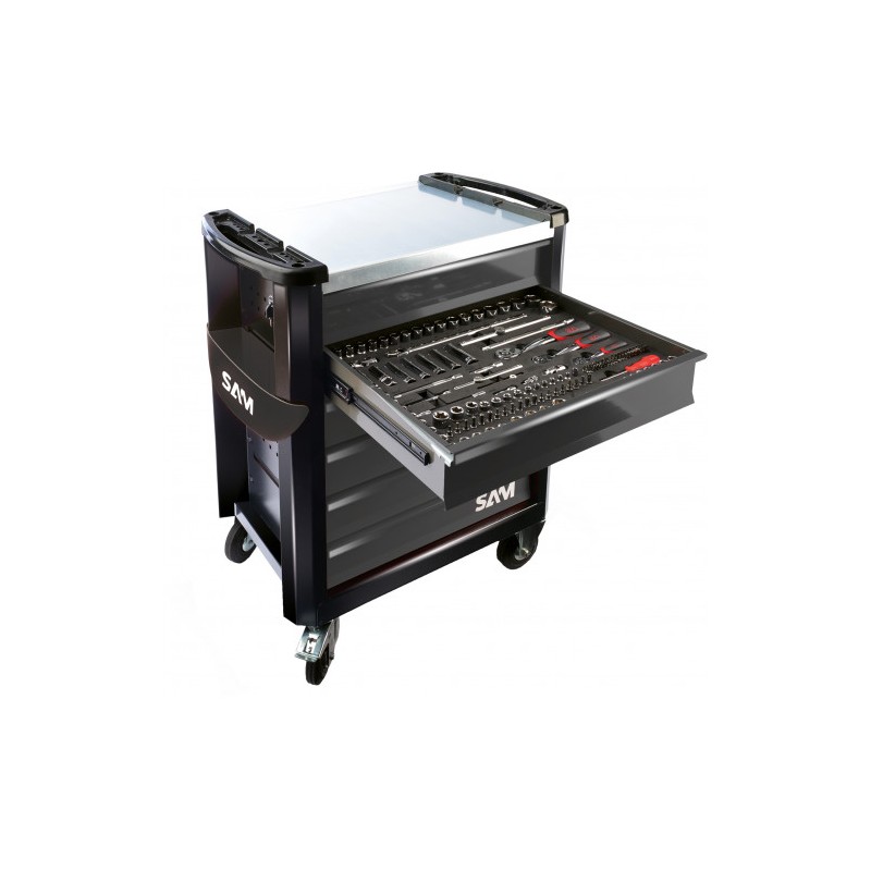 1 pcs - SAM 7 drawer Galvanised Steel Wheeled Tool Trolley, 1m x 834mm x 600mm