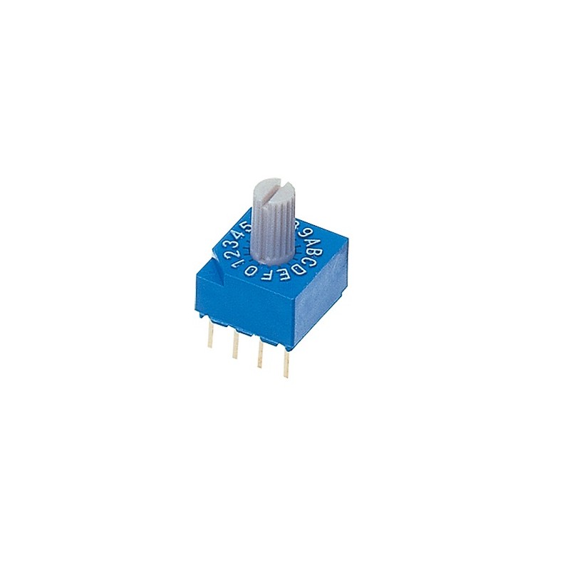 10 pcs - NIDEC COPAL ELECTRONICS GMBH S-1000A, 16 Position, Hexadecimal Rotary Switch, 100 mA, Pin