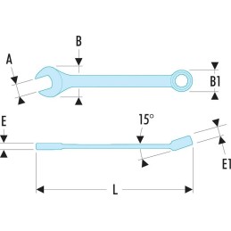 1 pcs - Facom Combination Spanner, 50mm, Metric, Double Ended, 732 mm Overall