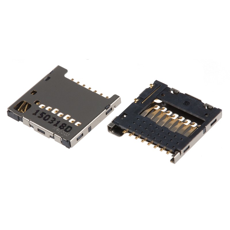 2 pcs - Molex, 104031 8 Way Push/Pull Micro SD Memory Card Connector With Push In Termination