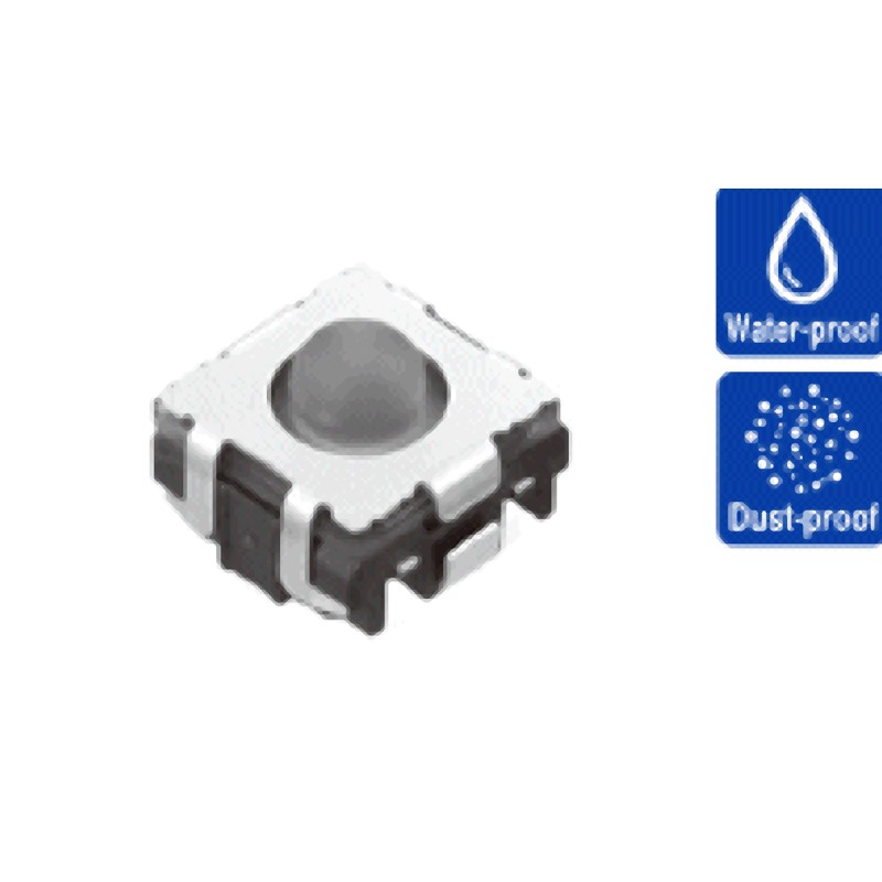 10 pcs - IP67 Grey Button Tactile Switch, SPST 50 mA 1.35mm Surface Mount
