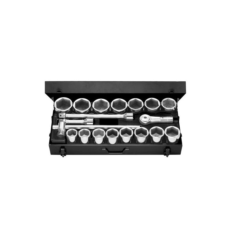 1 pcs - Facom Metric 1 in Standard Socket Set with Ratchet, 6 point