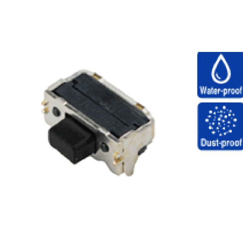 10 pcs - IP67 Black Button Tactile Switch, SPST 50 mA 0.95mm Surface Mount