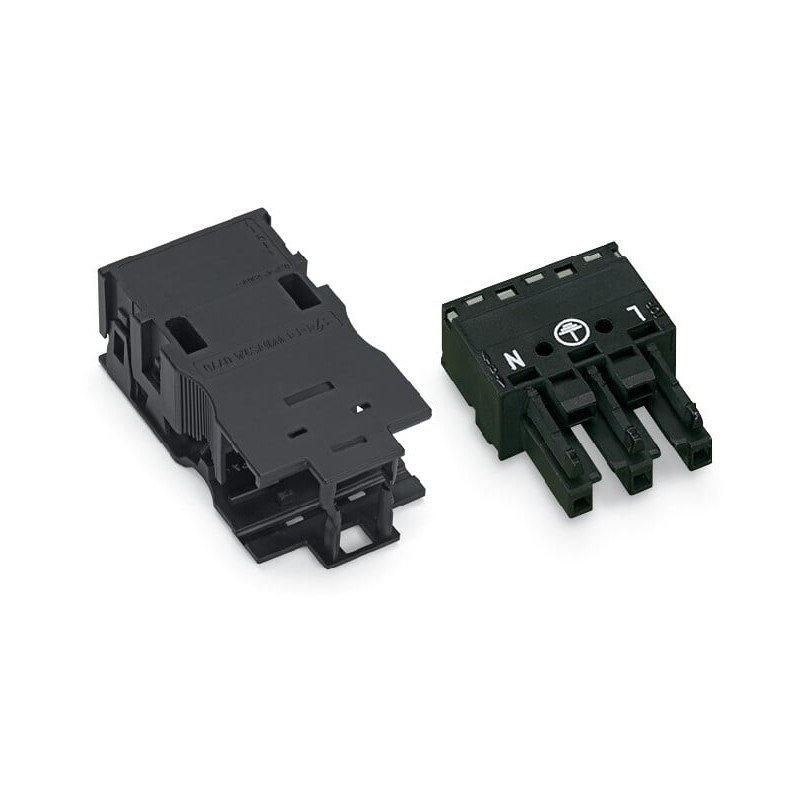 2 pcs - Wago 770 Series Lighting Connector, 3-Pole, Female, 3-Way, Cable Mount, 25A