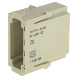 2 pcs - HARTING Heavy Duty Power Connector Module, 1.5A, Male, Han-Modular Series, 4 Contacts