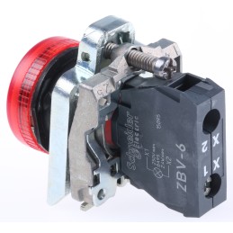 1 pcs - Schneider Electric, Harmony XB4, Panel Mount Red Pilot Light, 22mm Cutout, 250V