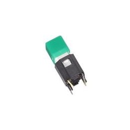1 pcs : CFPB-1CC-5G9 - Pushbutton Switches SPST, OFF-(ON) illuminated pushbutton, pc terminals, 5mA @ 5V DC, green LED, 9mm squa