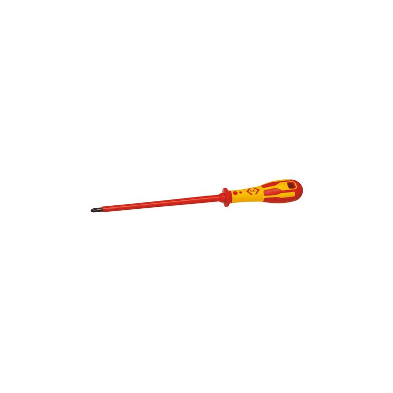 1 pcs - CK Pozidriv Insulated Screwdriver, PZ2 Tip, 200 mm Blade, VDE/1000V, 320 mm Overall