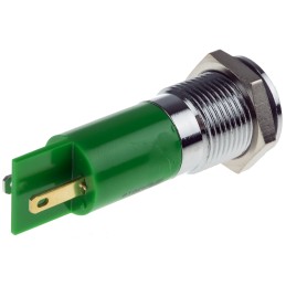 1 pcs - RS PRO Green Panel Mount Indicator, 220V ac, 14mm Mounting Hole Size, Faston, Solder Lug Termination, IP67
