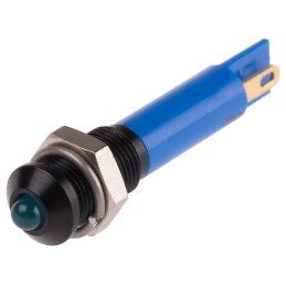 1 pcs - RS PRO Blue Panel Mount Indicator, 12V dc, 6mm Mounting Hole Size, Solder Tab Termination