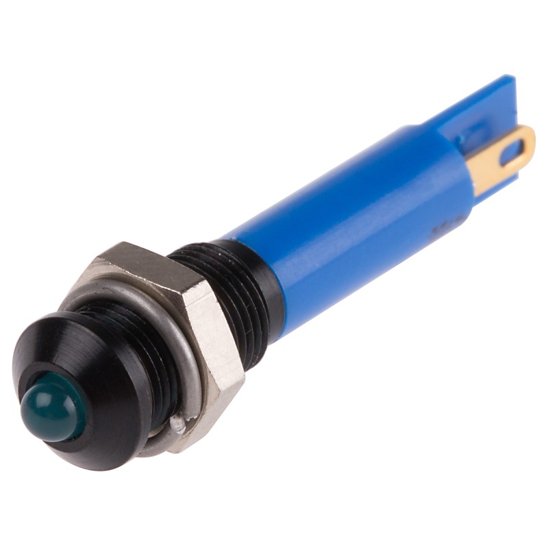 1 pcs - RS PRO Blue Panel Mount Indicator, 12V dc, 6mm Mounting Hole Size, Solder Tab Termination