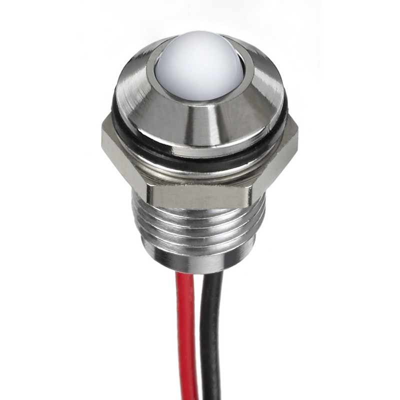 1 pcs - RS PRO White Panel Mount Indicator, 24V dc, 8mm Mounting Hole Size, Lead Wires Termination, IP67