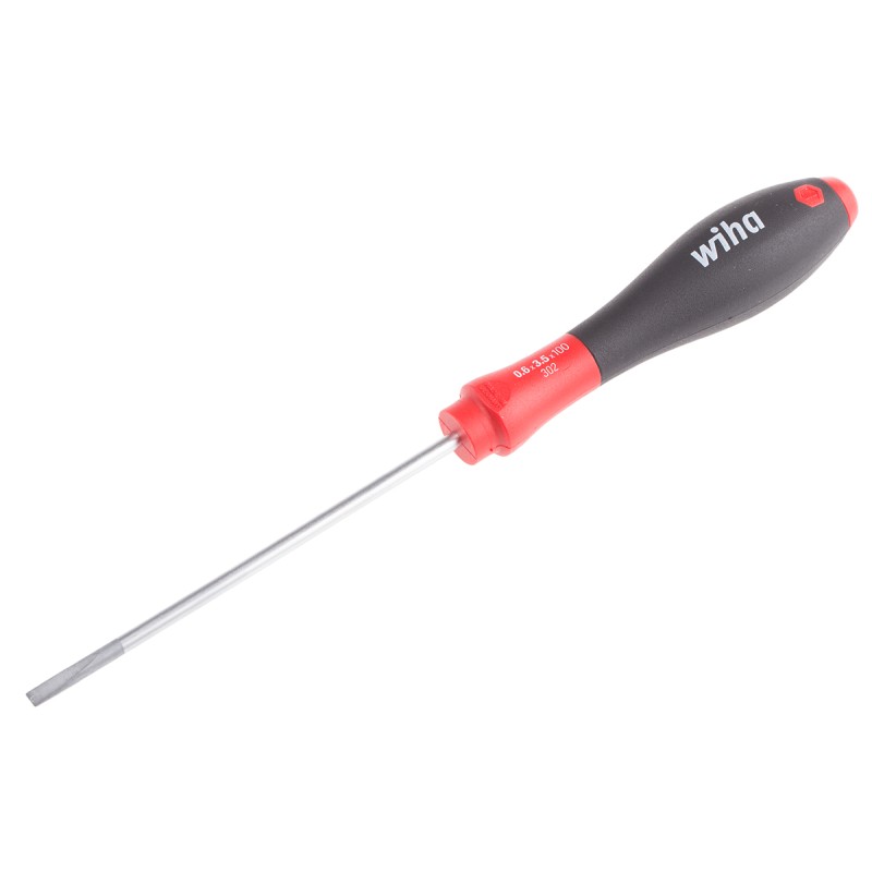 1 pcs - Wiha Slotted Screwdriver, 3.5 x 0.6 mm Tip, 100 mm Blade, 204 mm Overall