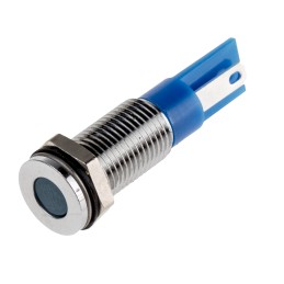 1 pcs - RS PRO Blue Panel Mount Indicator, 24V dc, 8mm Mounting Hole Size, Faston, Solder Lug Termination, IP67