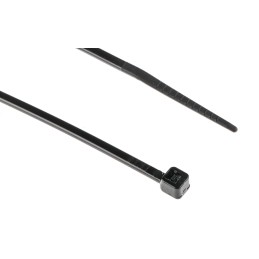 1 Bag of 100 - RS PRO Cable Tie, Heat Stabilised, 203mm x 2.5 mm, Black Nylon, Pk-100
