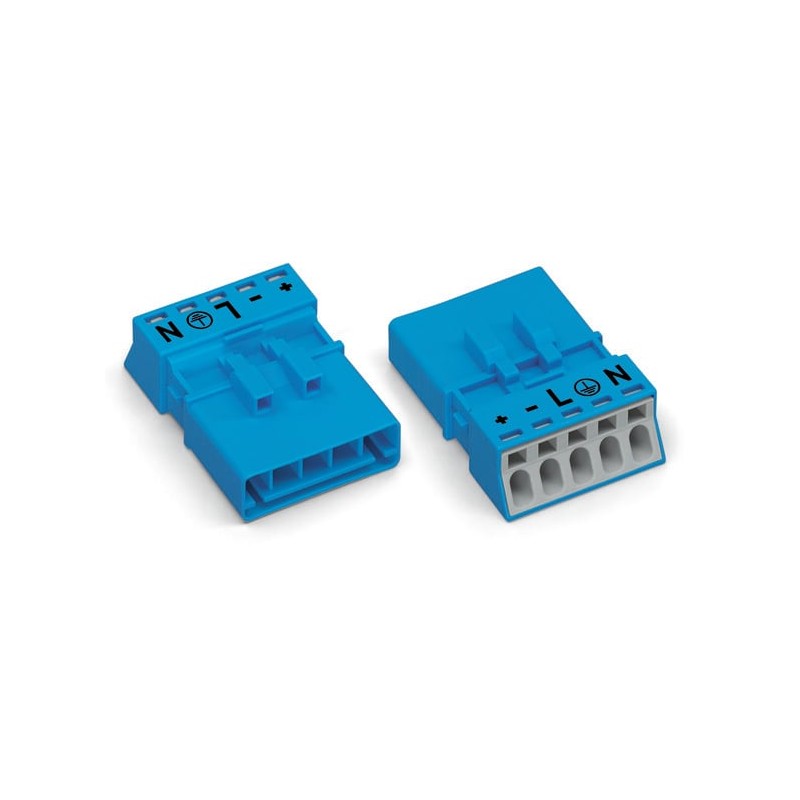 2 pcs - Wago 890 Series Lighting Connector, 5-Pole, Male, 5-Way, Cable Mount, 13A