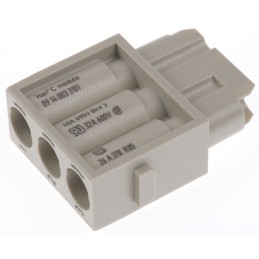 2 pcs - HARTING Heavy Duty Power Connector Module, 40A, Female, Han-Modular Series, 3 Contacts