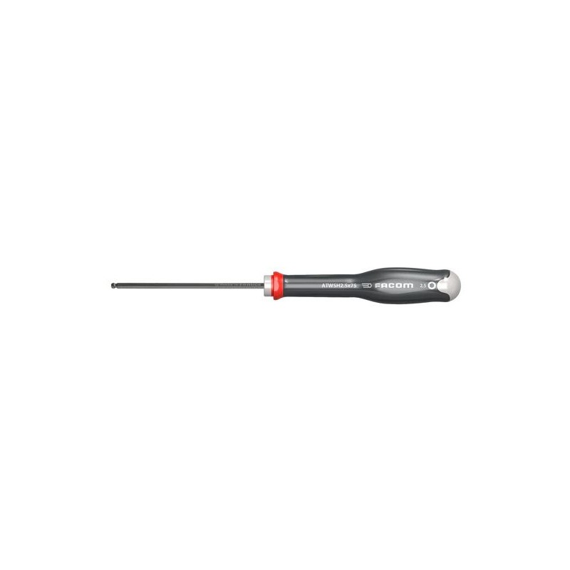1 pcs - Facom Hexagon Screwdriver, 2.5 mm Tip, 75 mm Blade, 169 mm Overall