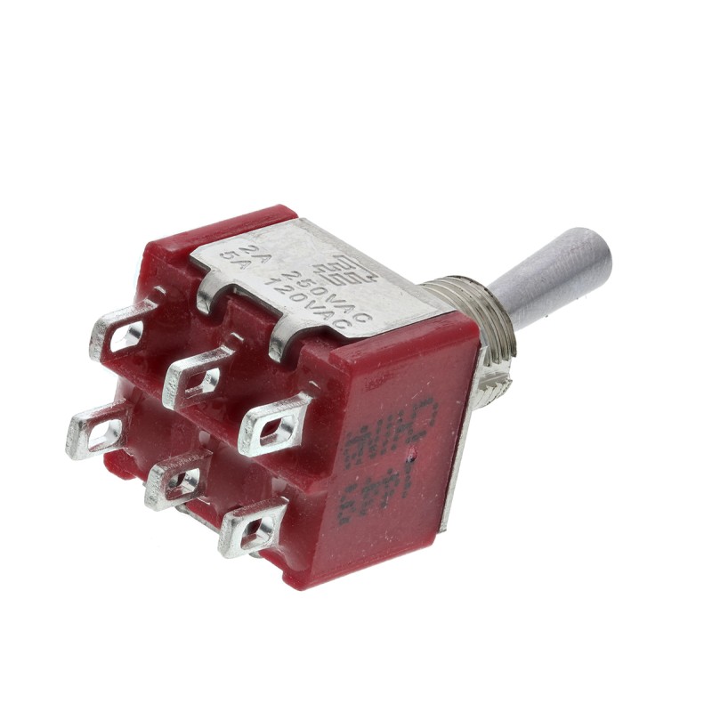 100 pcs - TE Connectivity Toggle Switch, PCB Mount, On-On, DPDT, Through Hole Terminal, 120 V ac, 28V dc