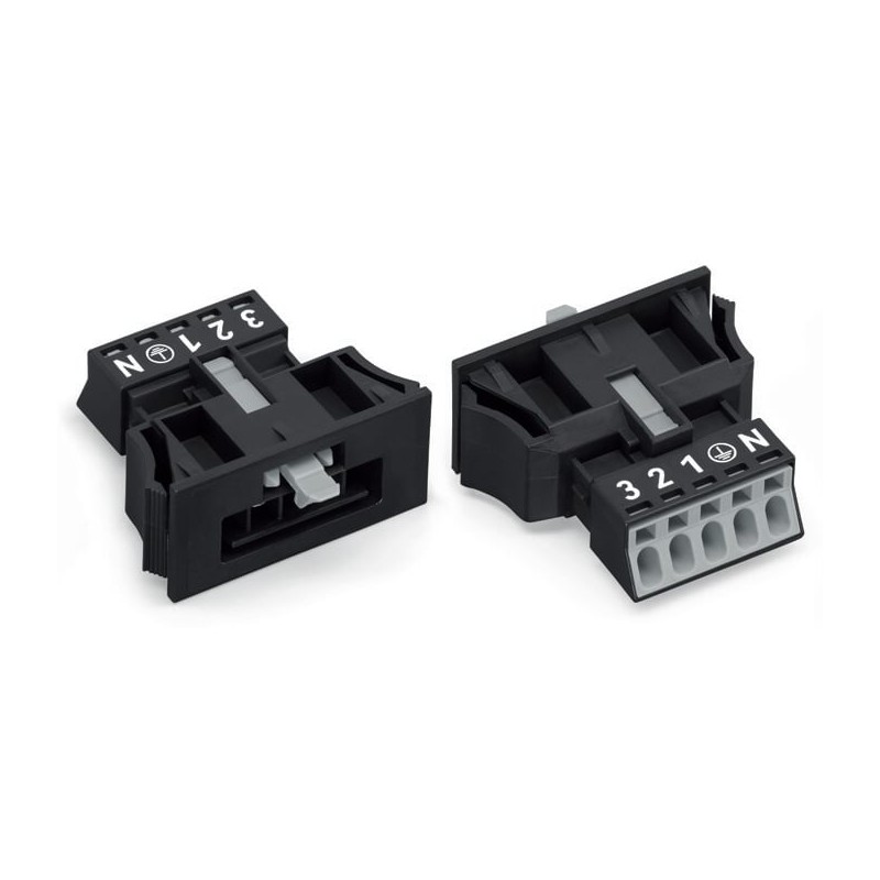 2 pcs - Wago 890 Series Lighting Connector, 5-Pole, Male, 5-Way, Flush Mount, 13A