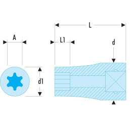 1 pcs - Facom 1/4 in Drive E5 Standard Socket, e-Torx, 22 mm Overall Length
