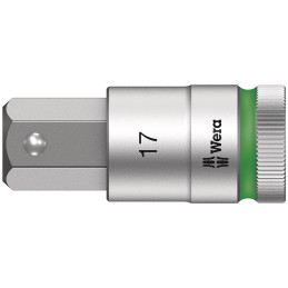 1 pcs - Wera 1/2 in Drive Bit Socket, Hex Bit, 17mm, 60 mm Overall Length